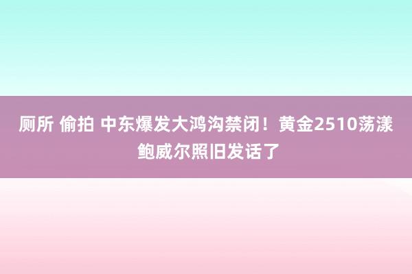 厕所 偷拍 中东爆发大鸿沟禁闭！黄金2510荡漾 鲍威尔照旧发话了