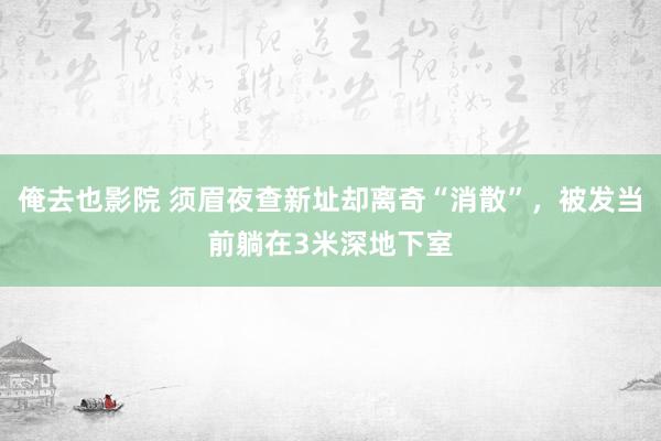 俺去也影院 须眉夜查新址却离奇“消散”,被发当前躺在3米深地下室