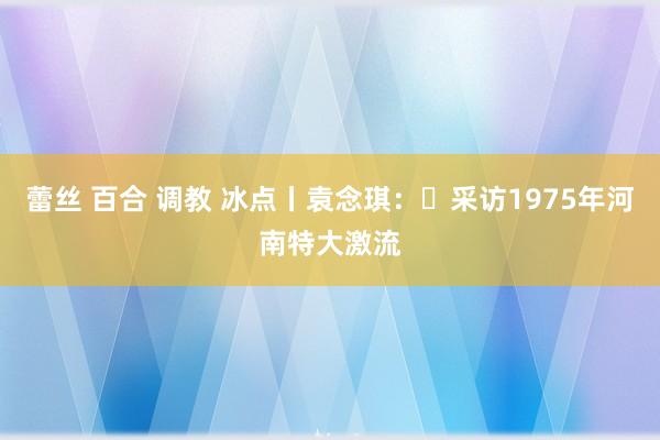 蕾丝 百合 调教 冰点丨袁念琪：​采访1975年河南特大激流