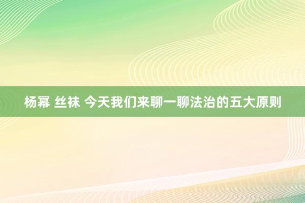 杨幂 丝袜 今天我们来聊一聊法治的五大原则