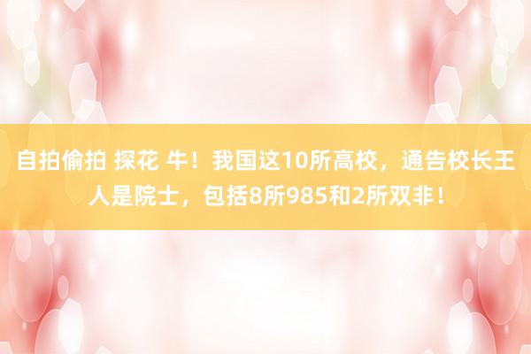 自拍偷拍 探花 牛！我国这10所高校，通告校长王人是院士，包括8所985和2所双非！