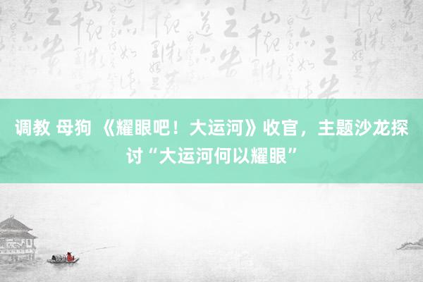 调教 母狗 《耀眼吧！大运河》收官，主题沙龙探讨“大运河何以耀眼”