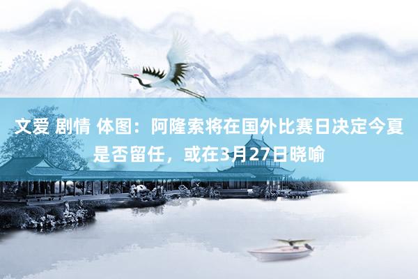 文爱 剧情 体图：阿隆索将在国外比赛日决定今夏是否留任，或在3月27日晓喻