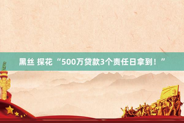 黑丝 探花 “500万贷款3个责任日拿到！”