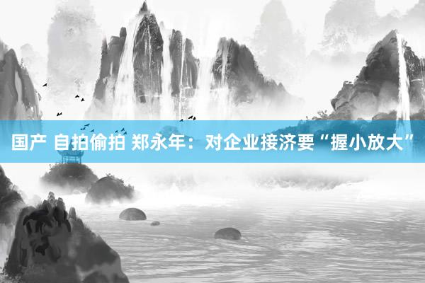 国产 自拍偷拍 郑永年：对企业接济要“握小放大”