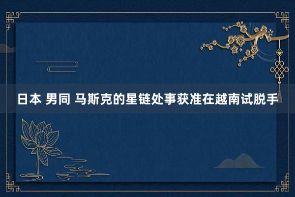 日本 男同 马斯克的星链处事获准在越南试脱手