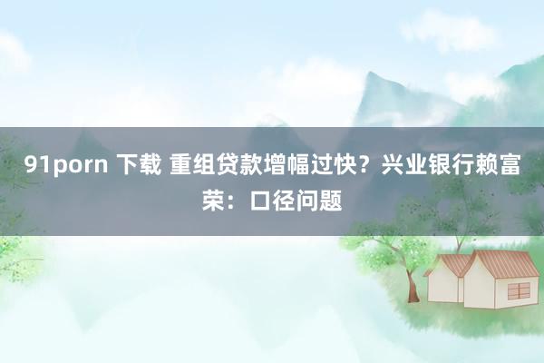 91porn 下载 重组贷款增幅过快？兴业银行赖富荣：口径问题