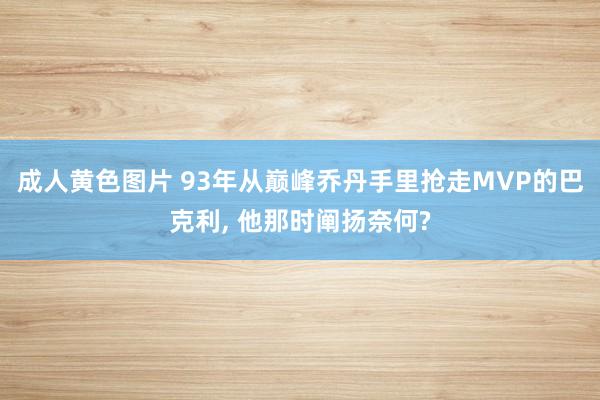 成人黄色图片 93年从巅峰乔丹手里抢走MVP的巴克利， 他那时阐扬奈何?