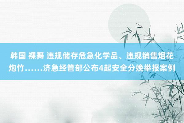 韩国 裸舞 违规储存危急化学品、违规销售烟花炮竹……济急经管部公布4起安全分娩举报案例