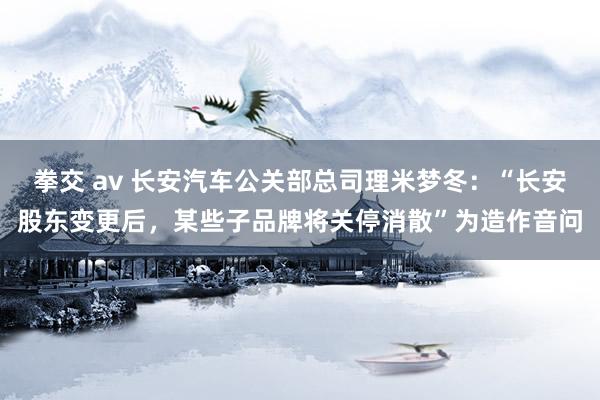 拳交 av 长安汽车公关部总司理米梦冬：“长安股东变更后，某些子品牌将关停消散”为造作音问