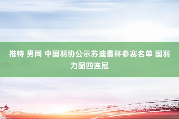 推特 男同 中国羽协公示苏迪曼杯参赛名单 国羽力图四连冠