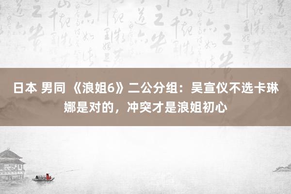日本 男同 《浪姐6》二公分组：吴宣仪不选卡琳娜是对的，冲突才是浪姐初心
