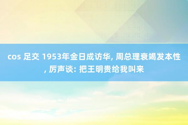 cos 足交 1953年金日成访华， 周总理衰竭发本性， 厉声谈: 把王明贵给我叫来
