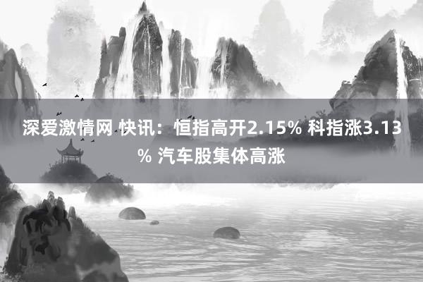 深爱激情网 快讯：恒指高开2.15% 科指涨3.13% 汽车股集体高涨
