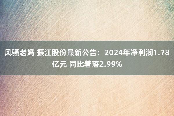 风骚老妈 振江股份最新公告：2024年净利润1.78亿元 同比着落2.99%