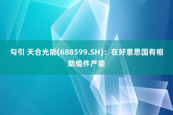 勾引 天合光能(688599.SH)：在好意思国有相助组件产能